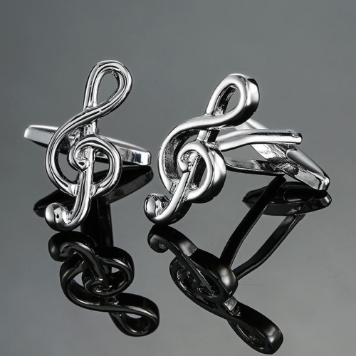 

2 pairs Brass Music Series Instrument Note Cufflinks, Color: Silver Treble Symbol
