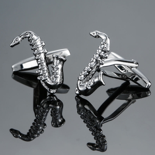 

2 pairs Brass Music Series Instrument Note Cufflinks, Color: Silver Sax