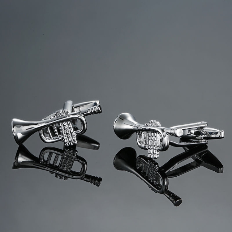 

2 pairs Brass Music Series Instrument Note Cufflinks, Color: Silver Trumpet