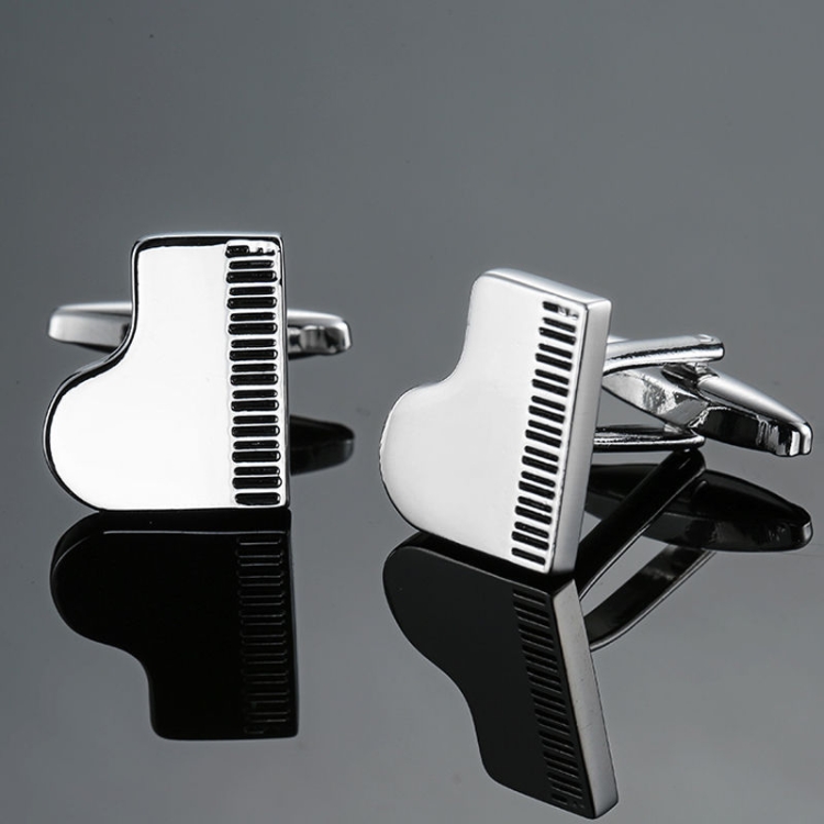 

2 pairs Brass Music Series Instrument Note Cufflinks, Color: Silver Piano