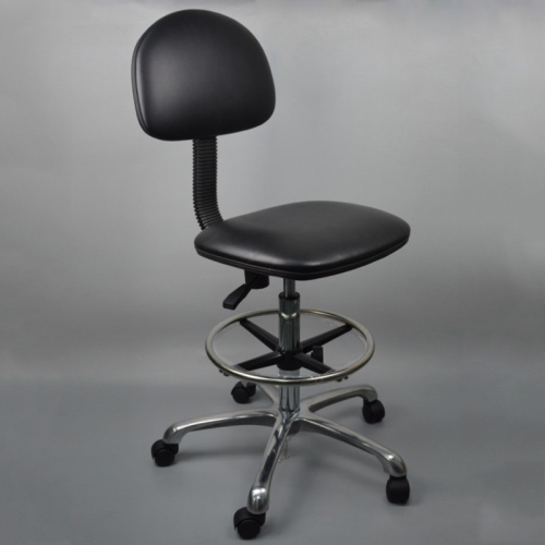 

Anti-static Chair Liftable Adjustable Stool PU Leather Backrest Chair With Footrest,Spec: Mobile Wheel 620-820mm