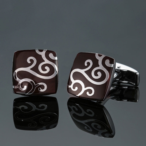 

2 pairs Men Clover Rose Pattern Cufflinks, Color: Wine Red Silver Pattern