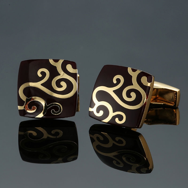 

2 pairs Men Clover Rose Pattern Cufflinks, Color: Gold Cloud Pattern