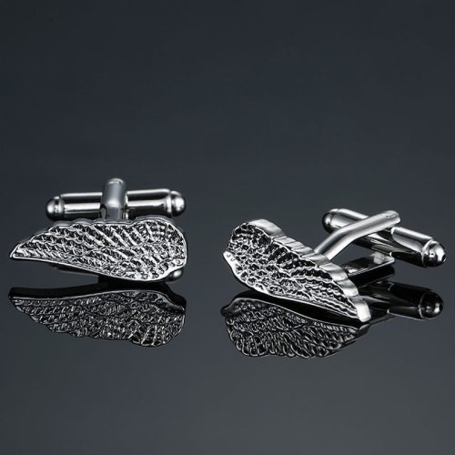 

2 pairs Men Clover Rose Pattern Cufflinks, Color: Silver Wings