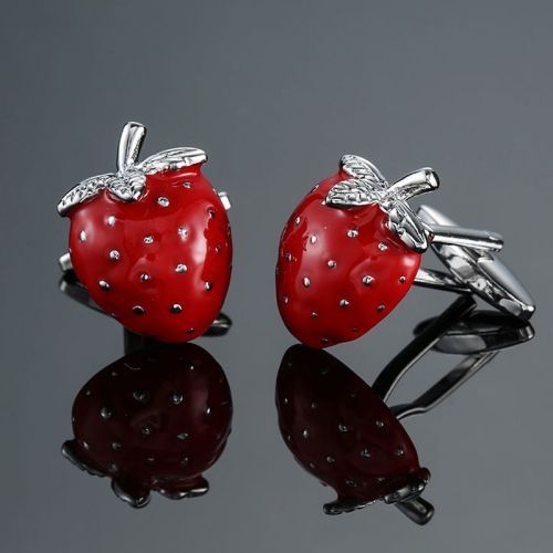 

2 pairs Men Clover Rose Pattern Cufflinks, Color: Red Strawberry