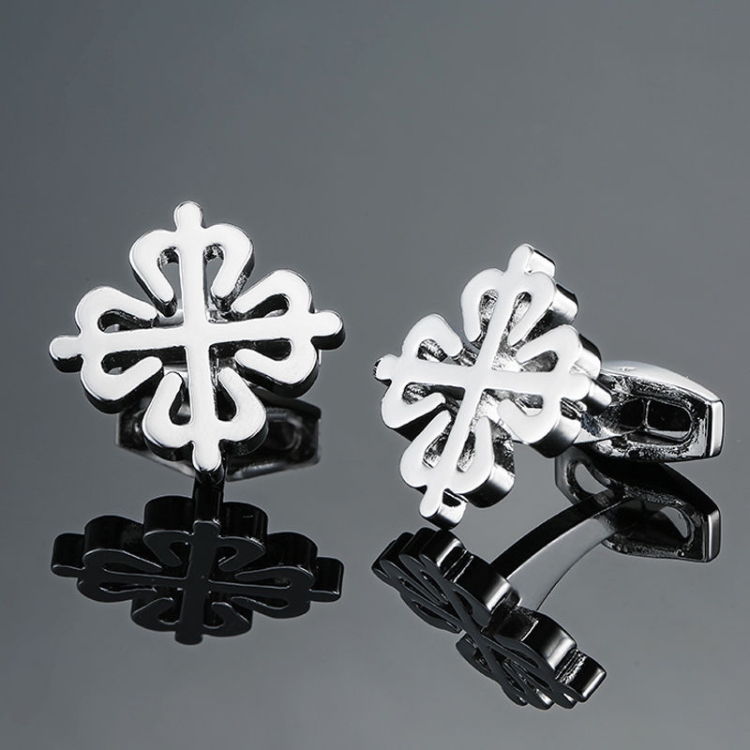 

2 pairs Men Brass Plated Shirt Cufflinks, Color: Silver Cross Flower