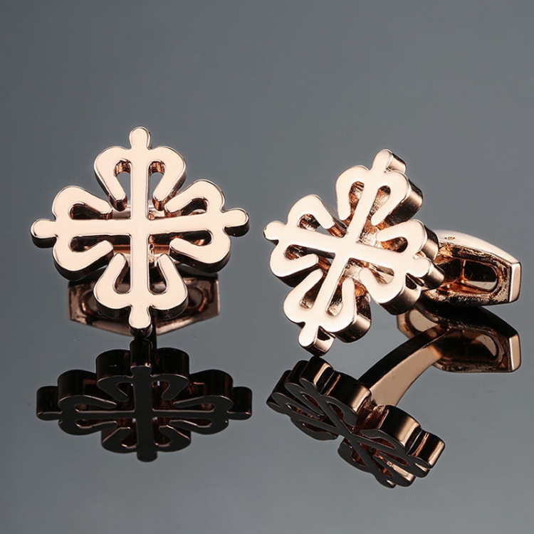 

2 pairs Men Brass Plated Shirt Cufflinks, Color: Rose Gold Cross Flower