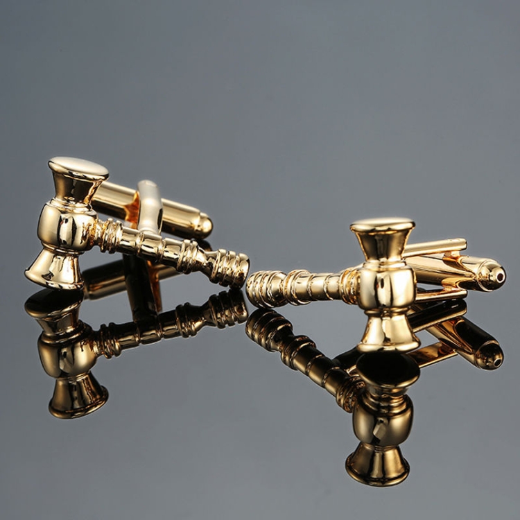 

2 pairs Men Brass Plated Shirt Cufflinks, Color: Gold Hammer