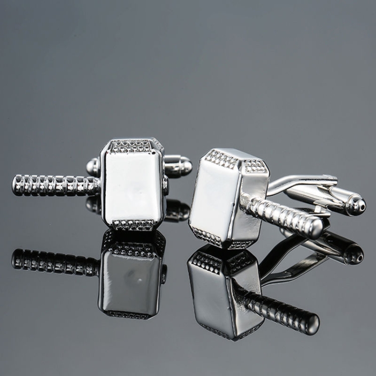 

Men Brass Plated Shirt Cufflinks, Color: Silver Laser Hammer