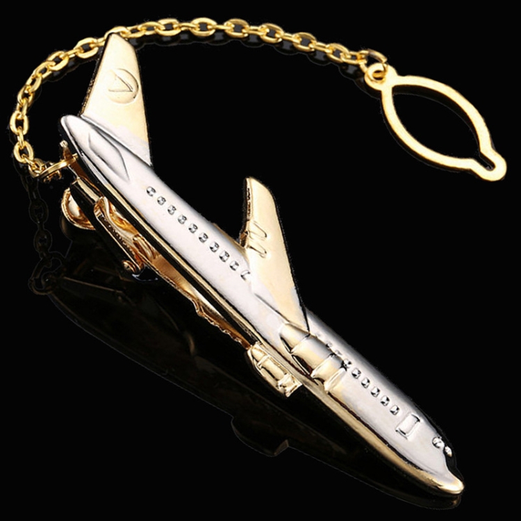 

2pcs Men Business Formal Wedding Tie Clips, Color: Gold Aircraft