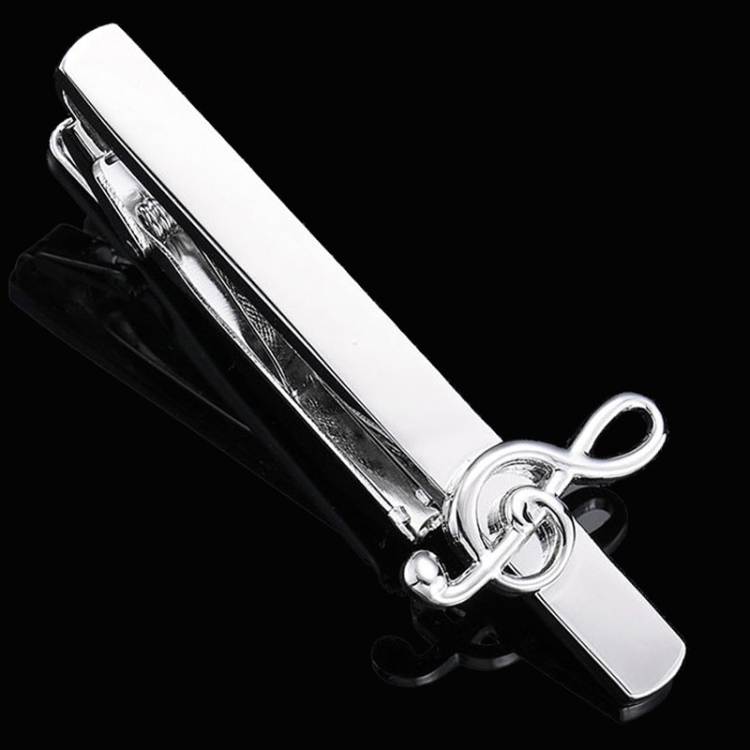 

2pcs Men Business Formal Wedding Tie Clips, Color: Silver Treble Symbol