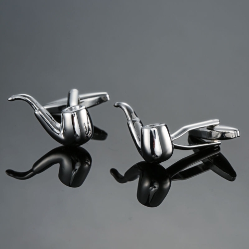 

2 pairs Men Shirts Enamel Lacquered Cufflinks, Color: Silver Pipe