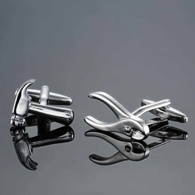 

2 pairs Men Shirts Enamel Lacquered Cufflinks, Color: Silver Hammer Pliers