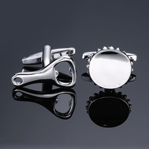 

2 pairs Men Shirts Enamel Lacquered Cufflinks, Color: Silver Beer Cap Bottle Opener