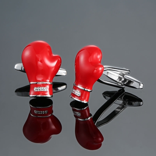 

2 pairs Men Shirts Enamel Lacquered Cufflinks, Color: Red Boxing Glove