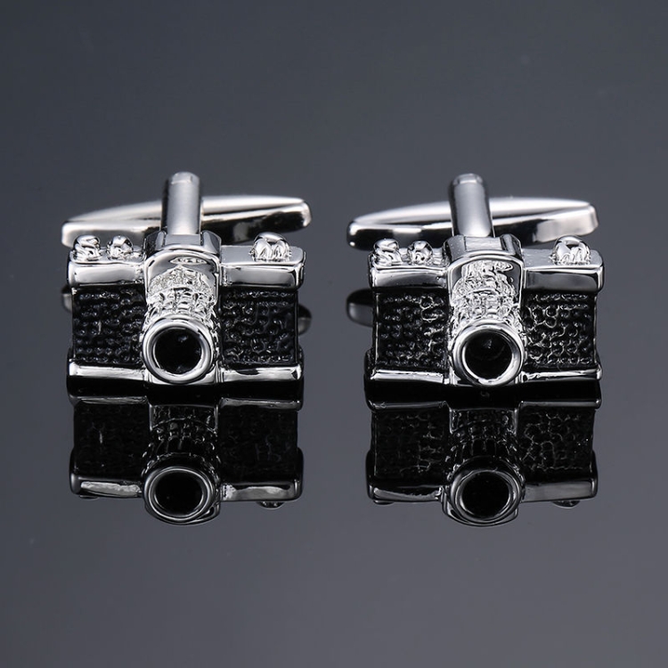 

2 pairs Men Shirts Enamel Lacquered Cufflinks, Color: Black Camera
