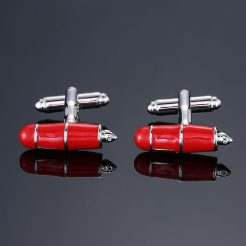 

2 pairs Men Shirts Enamel Lacquered Cufflinks, Color: Red Pen
