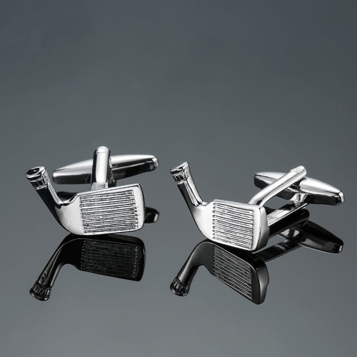 

2 pairs Men Shirts Enamel Lacquered Cufflinks, Color: Silver Golf Racket