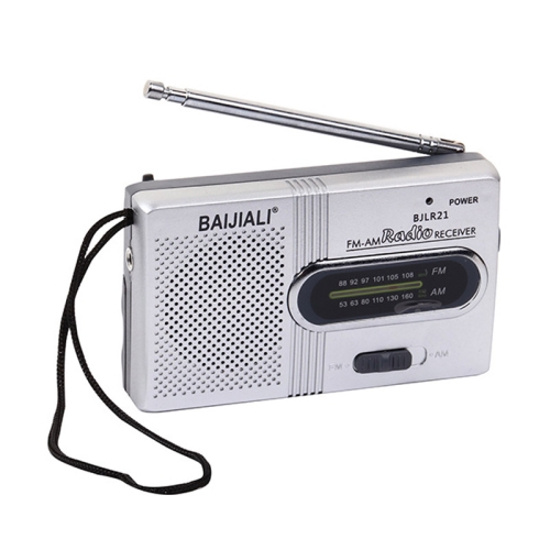 BAIJIALI BJLR21 Simple Retro Radio Full-band Built-in Speaker Outdoor Portable Audio(Silver Gray)