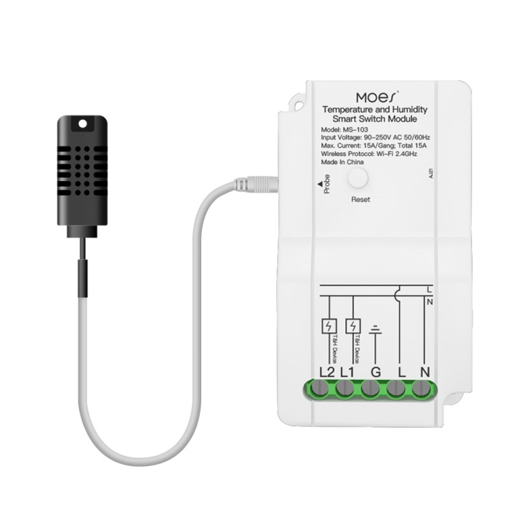 

WiFi Switch Module+Temperature and Humidity Probe Tuya Dual-way Temperature and Humidity Switch Timer Smart Switch