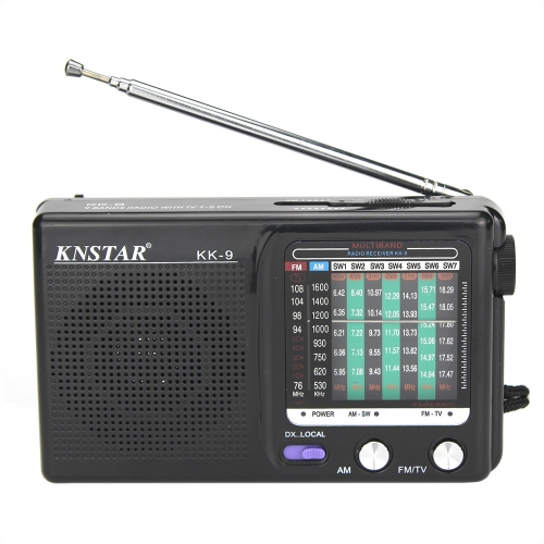 BAIJIALI KK9 Full-band Radio Player Portable Retro Multifunctional Mini Radio(Black)