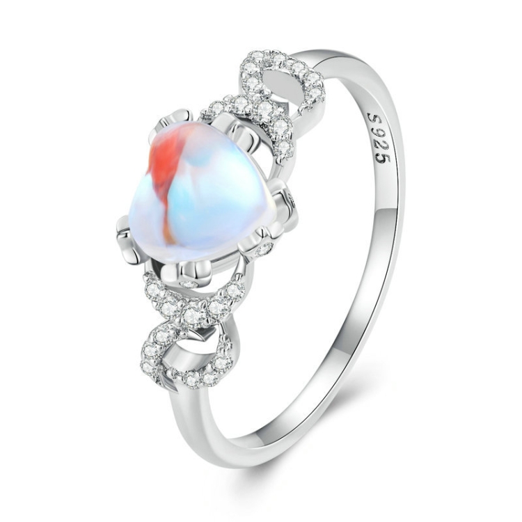 

BSR369 Sterling Silver S925 Heart Moonstone Ring(No.7)