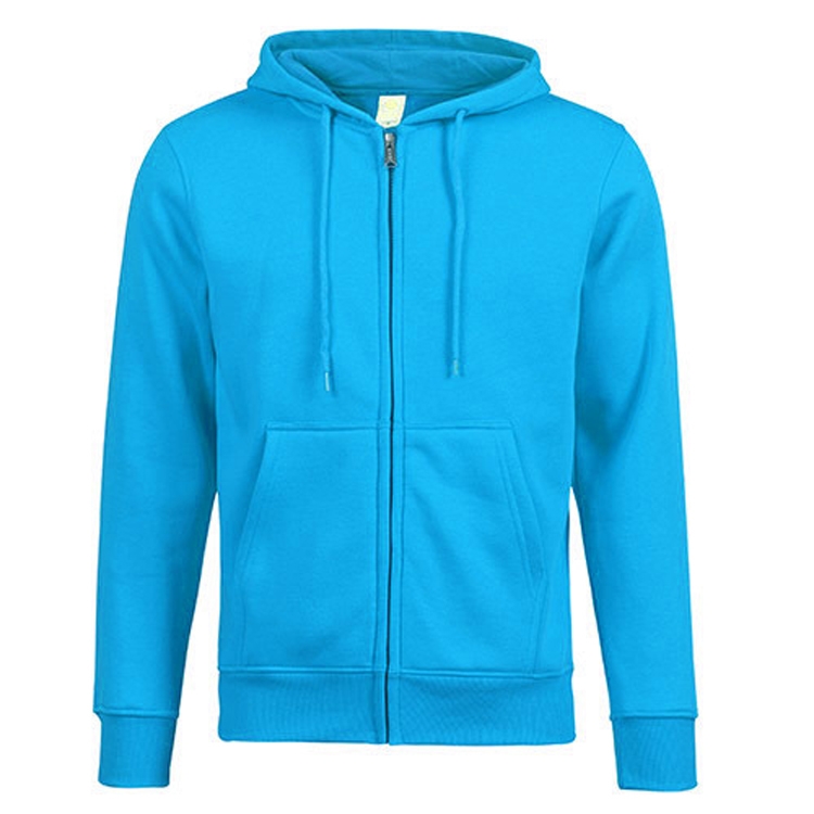 

Zipper Cardigan Hooded Sweater Autumn Winter Fleece Coat Couple Sweatshirt, Size: L(Lake Blue)