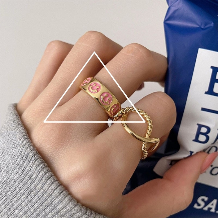 

Happy Smiley Face Love Wear Combination Ring, Color: J3461
