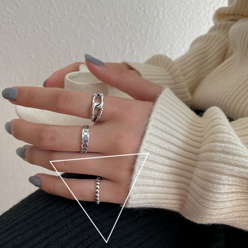 

S925 Sterling Silver Vintage Ring Chain Jewelry, Color: J1493