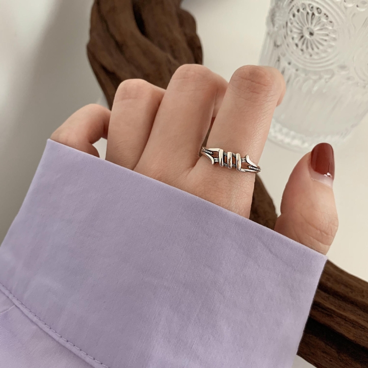 

S925 Sterling Silver Vintage Ring Chain Jewelry, Color: J1739