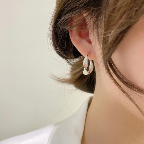 

Shell Double Layer Earrings with Diamond Earrings, Color: EH1071