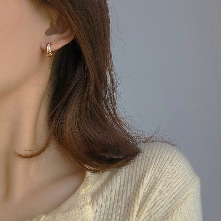 

Shell Double Layer Earrings with Diamond Earrings, Color: EH1002
