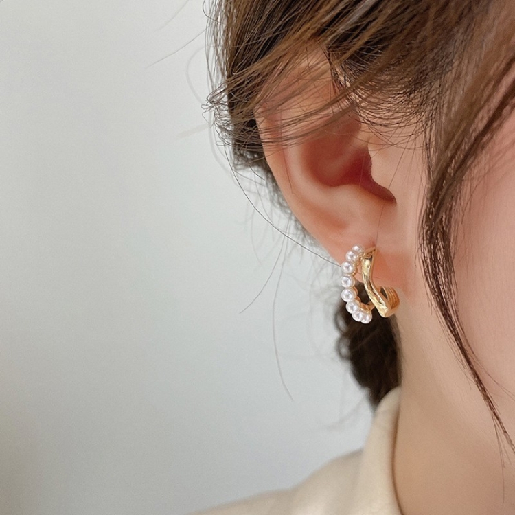 

Shell Double Layer Earrings with Diamond Earrings, Color: EH1296