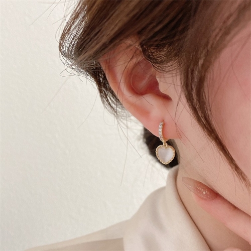 

Shell Double Layer Earrings with Diamond Earrings, Color: EH1379