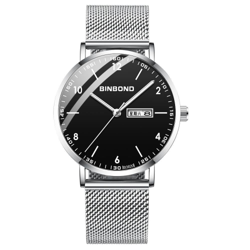 

BINBOND B3820 30M Waterproof Ultra-thin Quartz Luminous Starry Watch, Color: White Net-White-Black