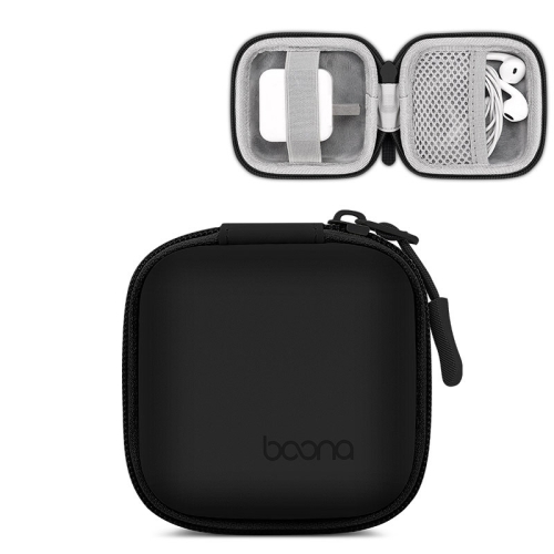

Baona BN-F001 Leather Digital Headphone Cable U Disk Storage Bag, Specification: Small Square Black