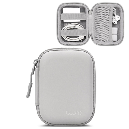 

Baona BN-F003 Leather Digital Headphone Cable U Disk Storage Bag, Specification: Rectangular Gray