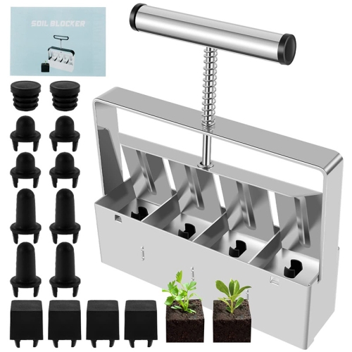 

Handheld Seedling Soil Blocker Makes Four 2 by 2 Inches Soil Blocks for Garden Prep(Square)