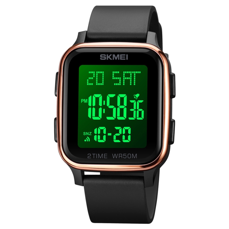 

SKMEI 1858 Square Waterproof Digital Dual Display LED Luminous Watch(Rose Gold)