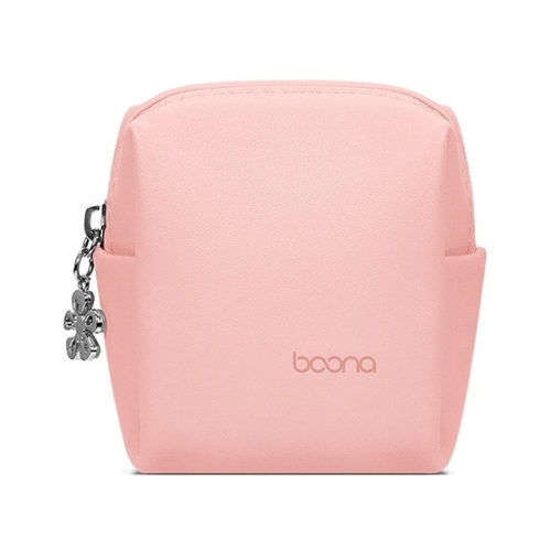Baona BN-G003 Leather Mini Portable Multifunctional Digital Storage Bag(Zipper Pink)
