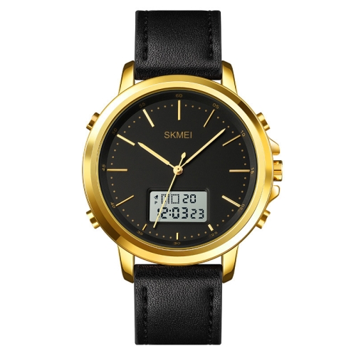 

SKMEI 1652 Dual Movement Sports Leather Alloy Male Watch, Color: Gold Shell White Machine