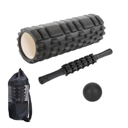 

33cm 4pcs/set EVA Hollow Foam Roller Muscle Relaxation Roller Yoga Column Set Fitness Equipment(Black)