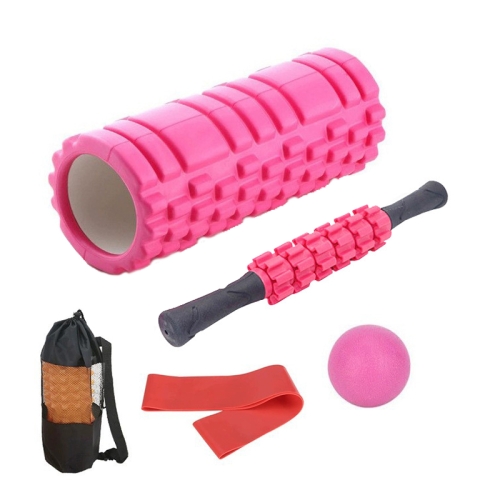 

45cm 5pcs/set EVA Hollow Foam Roller Muscle Relaxation Roller Yoga Column Set Fitness Equipment(Pink)