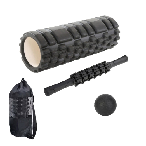 

45cm 4pcs/set EVA Hollow Foam Roller Muscle Relaxation Roller Yoga Column Set Fitness Equipment(Black)