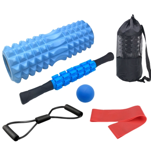

6pcs/set Crescent Hollow Foam Roller Yoga Column Set Fitness Muscle Relaxation Massager Set(45cm Blue)