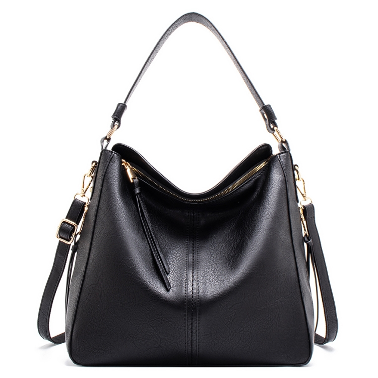 

7871 Large Capacity Adjustable Leather Tote Bag Multi-compartment Shoulder Bag, Color: Black