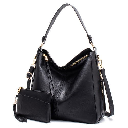 

7871 Large Capacity Adjustable Leather Tote Bag Multi-compartment Shoulder Bag, Color: 2-In-1 Black