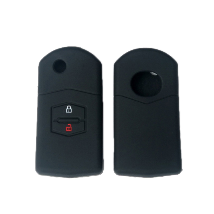 

For Mazda M6/CX-5 2pcs Remote Control Folding 2 Button Silicone Case(Black)