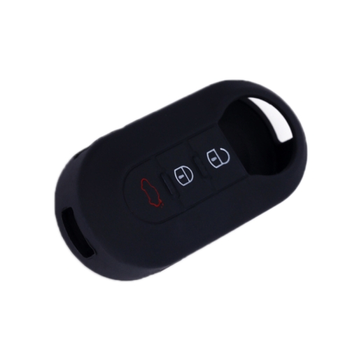 

For Fiat 500 2pcs Folding 3 Button Remote Control Silicone Case(Black)