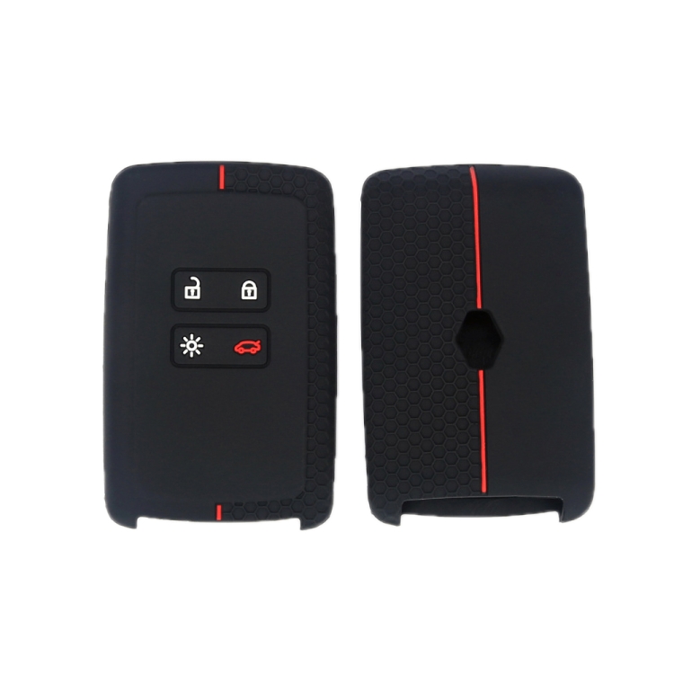 

For Renault Koleos/Megane 2pcs 4 Button Honeycomb Pattern Silicone Key Cover(Black Red Line)